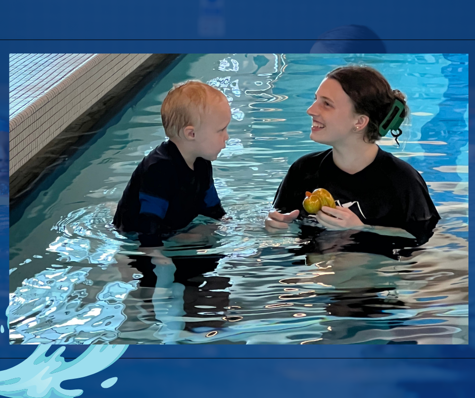 a child getting a swim lesson