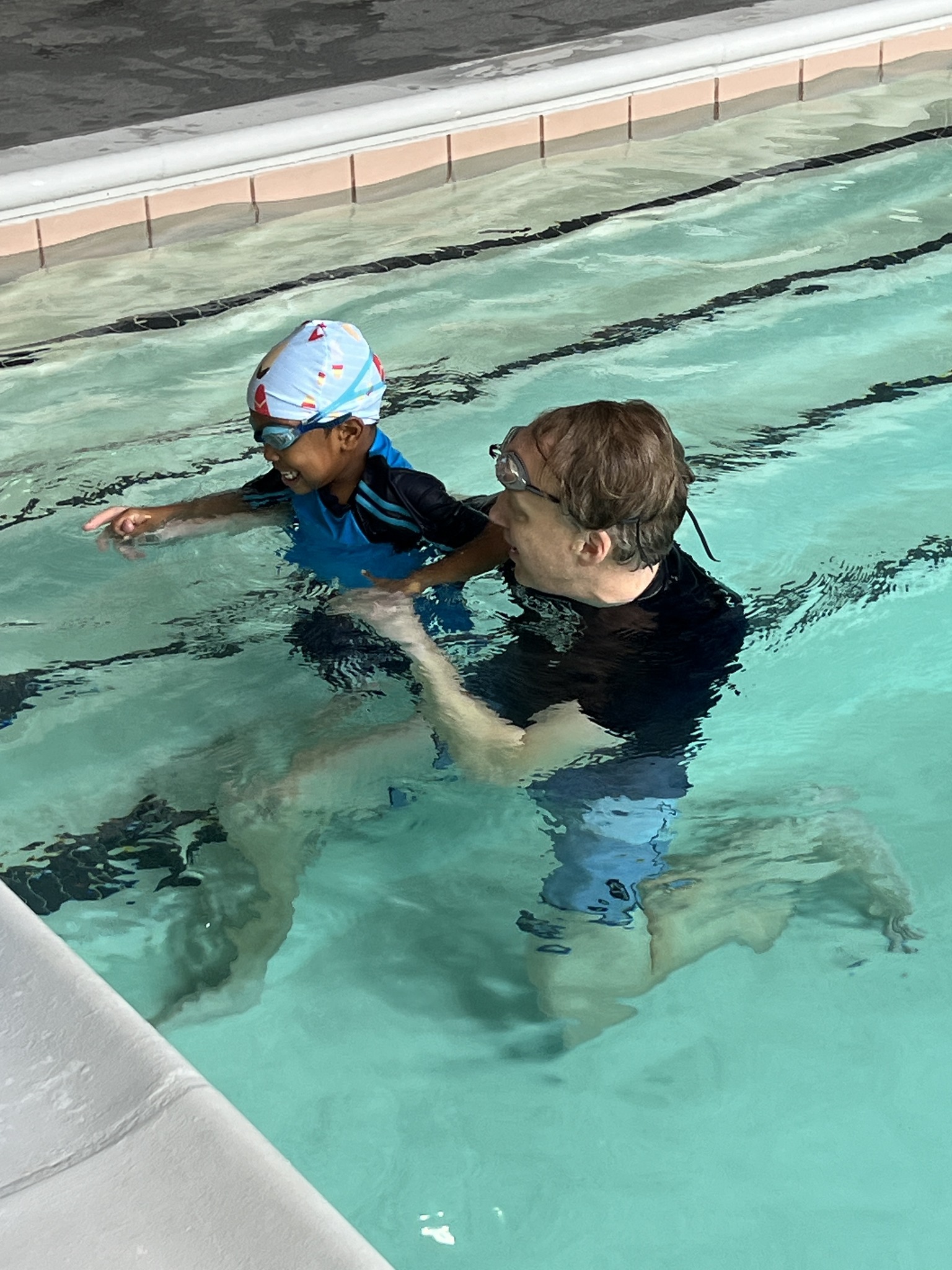 Hudson valley swim instructor with student